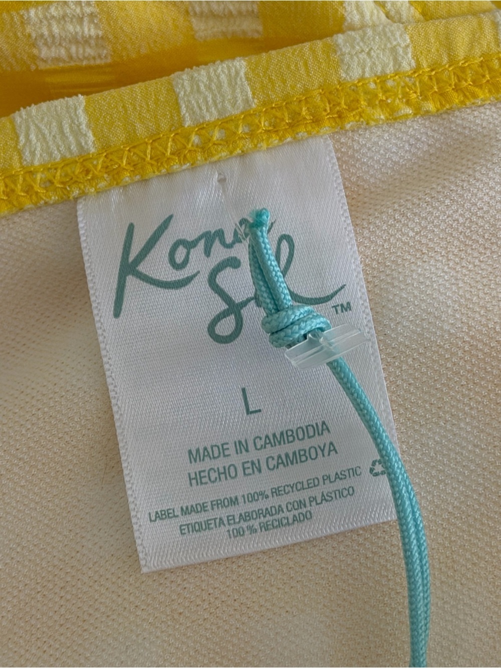NWOT | Kona Sol Yellow Gingham High-Rise Bikini Bottoms - Size L - Picture 4 of 4